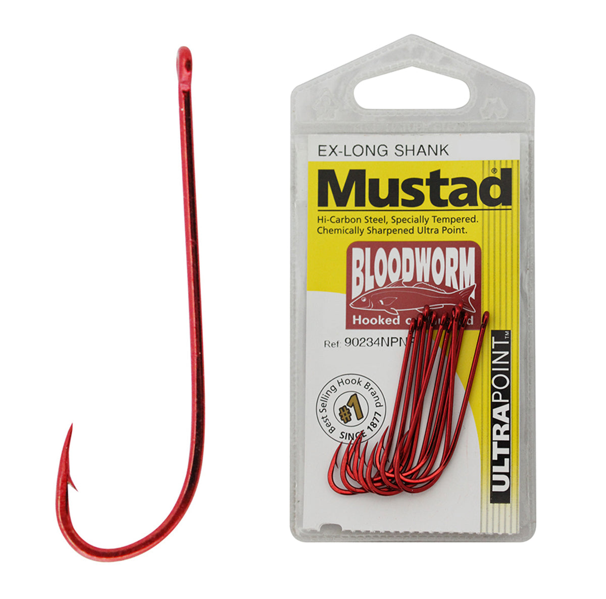 Mustad Bloodworm Long Shank Hooks